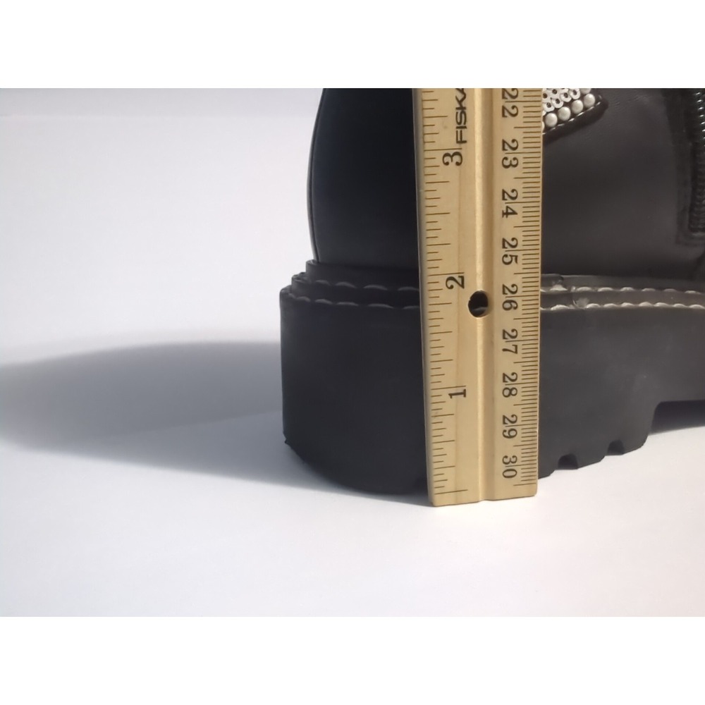 Karl Lagerfeld Paris Dixie Patch Combat Boots Sz 8 logo chunky biker festival - Picture 12 of 16
